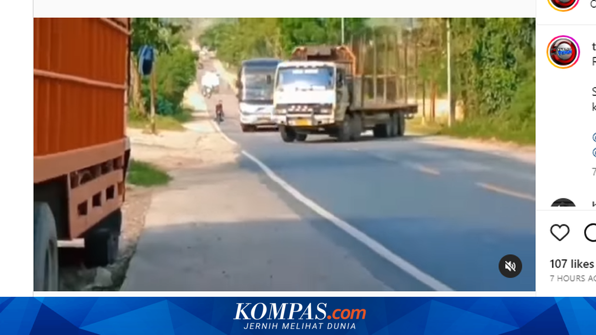 Viral Video Bus PO Rapi Hampir Seruduk Truk yang Mau Belok