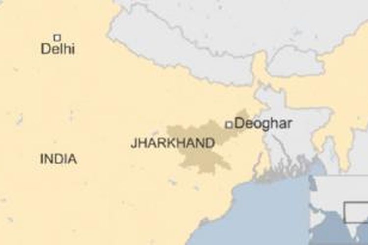 Kota Deoghar di Negara Bagian Jharkhand dalam peta India