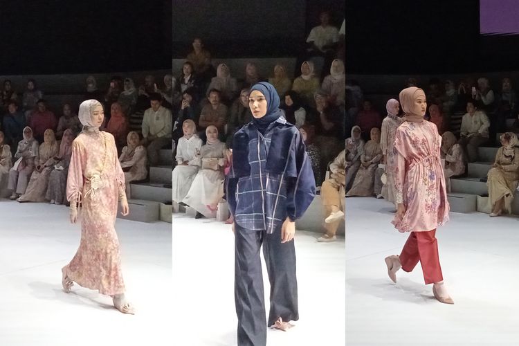 Koleksi baju Lebaran RiaMiranda mengangkat kisah ketangguhan perempuan di kepulauan Selayar, Sulawesi Selatan, yang ditampilkan pada ajang PIFW 2024 di Mal Plaza Indonesia, Jakarta, Minggu (3/3/2024).