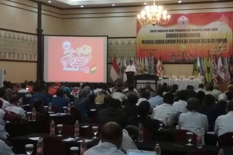 Arahan Anies Baswedan ini dibacakan Kadispora DKI,  Ahmad Firdaus pada acara Rapat ANggota Tahunan  (RAT) KONI provi9sni DKI Jakarta di Hotel Grand Cempaka Jakarta Pusat, Sabtu (04/05/2019).