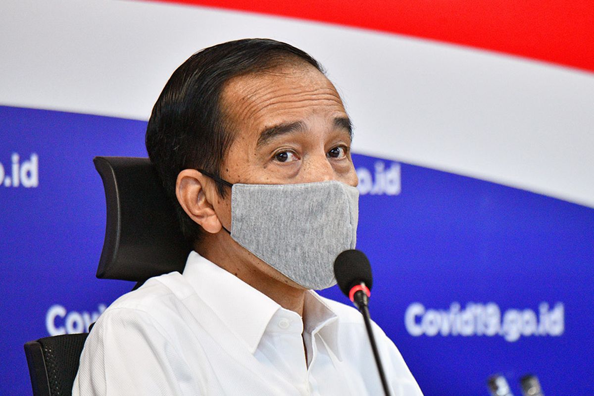 President Joko Widodo at a video conference on Covid-19 on Wednesday 10/6/2020