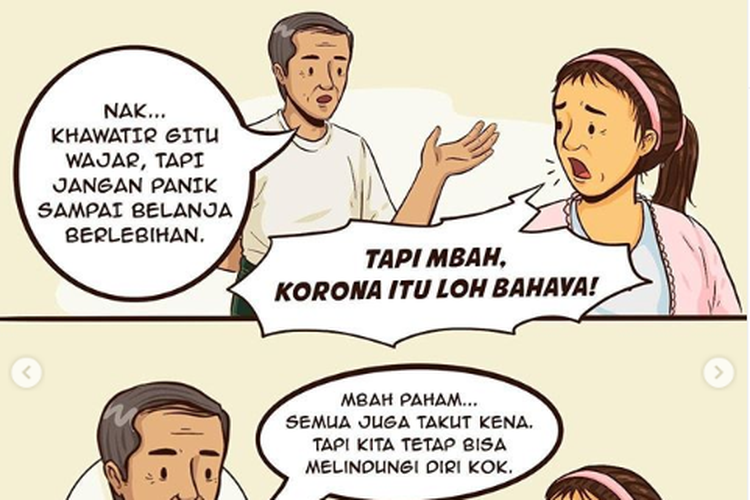 Presiden Joko Widodo Ingatkan masyarakat untuk tidak panik hadapi virus corona, melalui konten kartun di Instagramnya