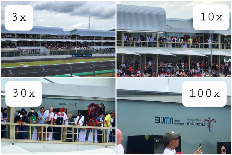 Memotret logo BUMN dari kejauhan menggunakan Galaxy S22 Ultra. Bisa dilihat, logo tersebut bisa terbaca dengan baik meski posisi kami duduk, yaitu di area Grandstand Premium Zone B, cukup jauh dari area VIP.