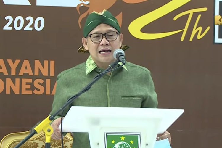 Ketua Umum PKB, Muhaimin Iskandar atau Cak Imin, memberikan sambutan gelaran Ketoprak Humor Virtual dalam rangka Harlah PKB ke-22, Jumat (24/7/2020) malam.