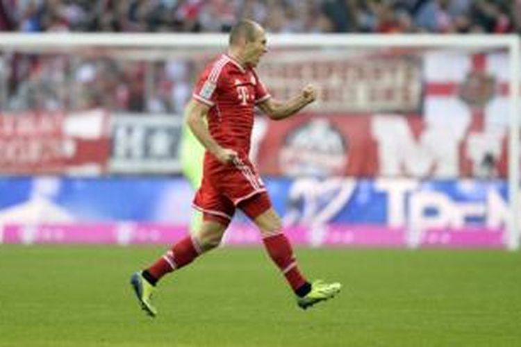 Gelandang serang Bayern Muenchen, Arjen Robben.