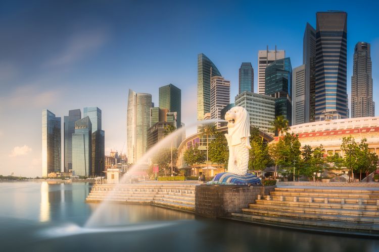 Ilustrasi patung Merlion di Singapura.