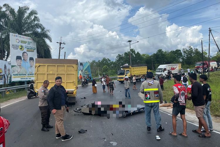 Kecelakaan Dump Truck Vs Motor di Palangka Raya, 3 Orang Tewas