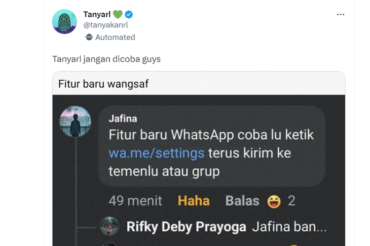 Viral jika kirim viral wa.me/settings WA eror, apa penyebabnya?