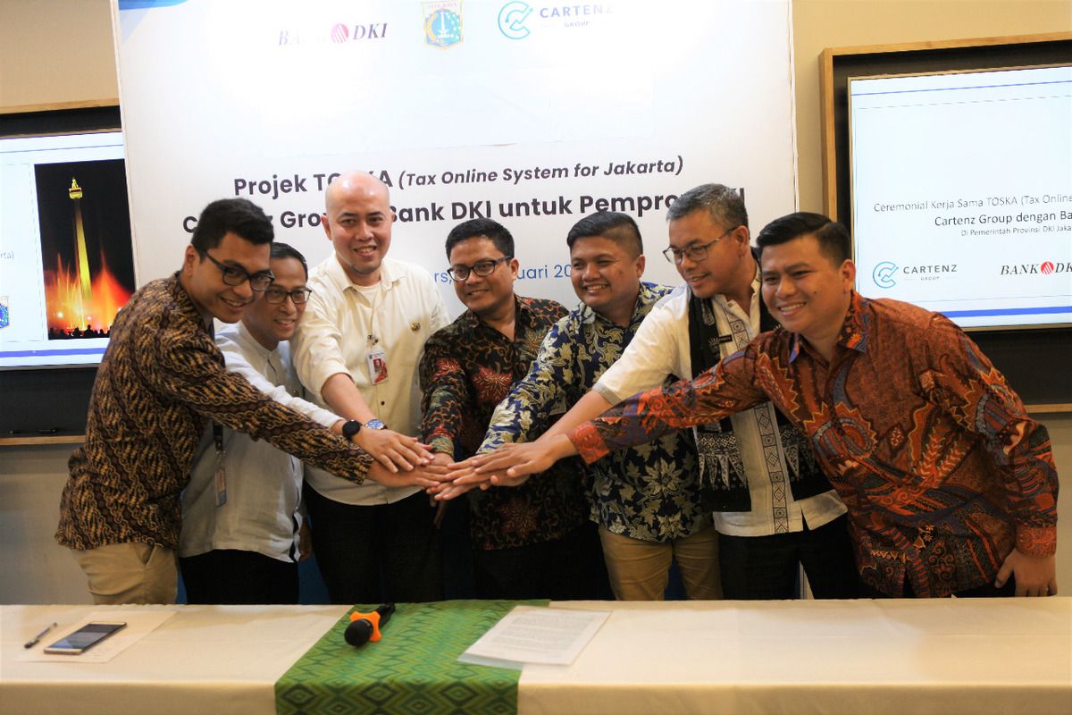 Direksi Bank DKI saat meluncurkan TOSKA sistem pembayaran pajak bernama TOSKA (Tax Online System of Jakarta), Jumat (14/2/2020)