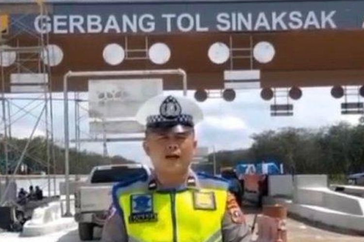 Penampakan gerbang tol terkini sebelum dibuka untuk Natal 25 Desember 2022 sampai 8 Januari 2022, yang disampaikan Aipda Bona Sinaga dari Satlantas Polres Simalungun, Selasa (20/12/2022).