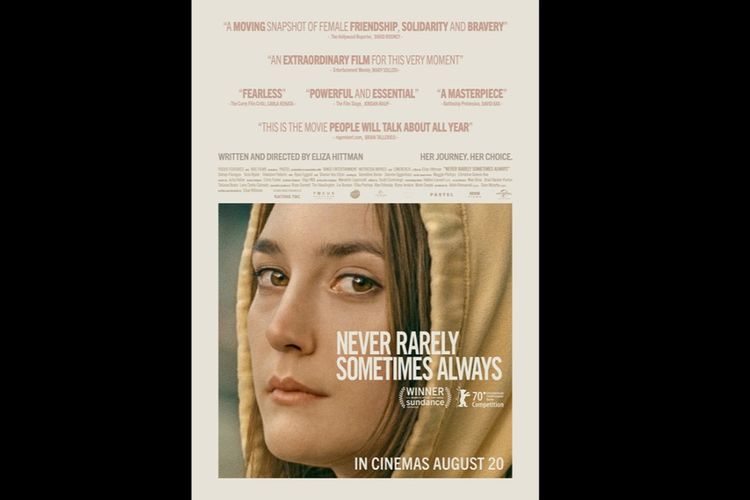 Sidney Flanigan dalam Never Rarely Sometimes Always (2020).