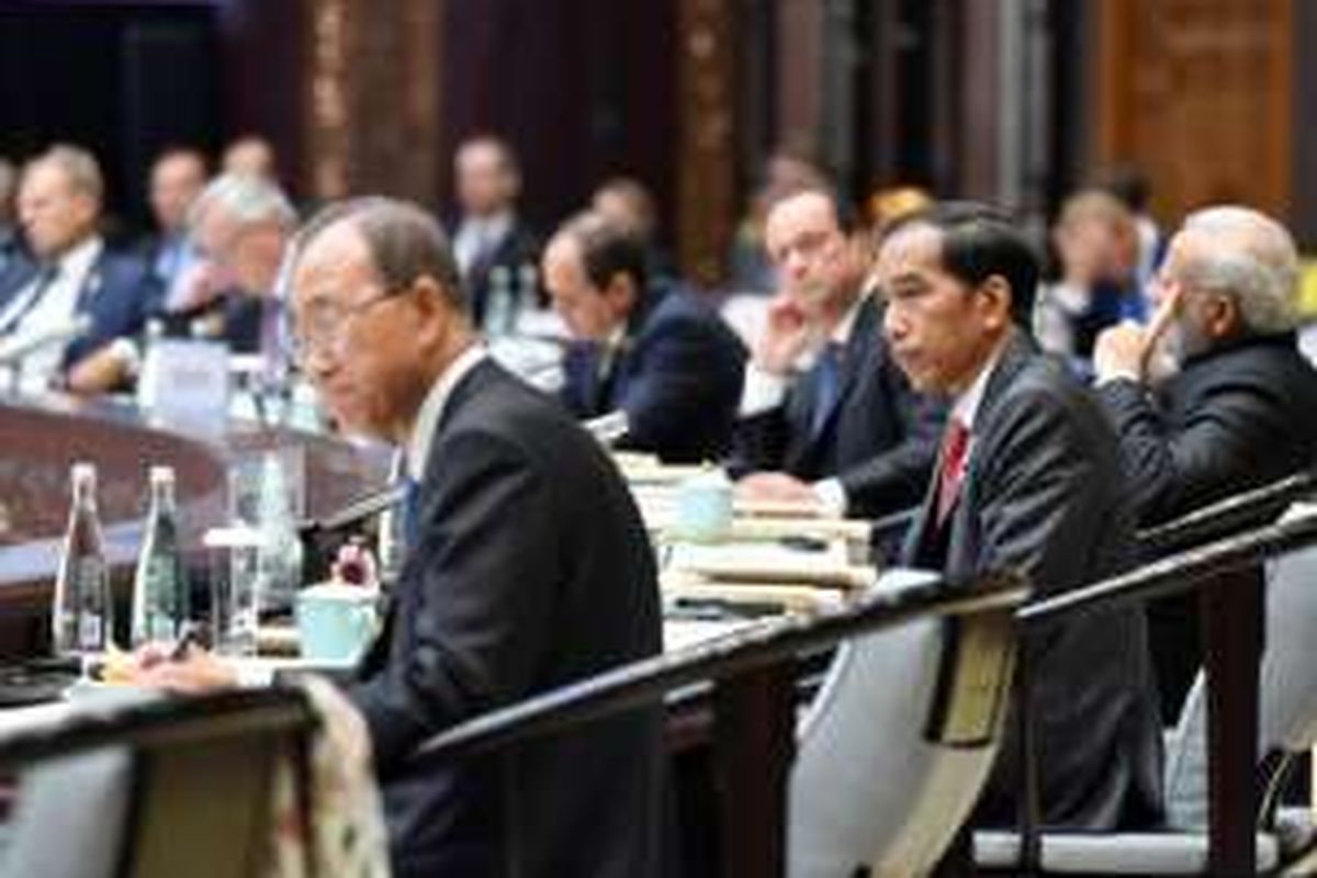 Presiden Joko Widodo saat mengikuti Sesi I KTT G20 2016, di HIEC, Hangzhou, RRT, Minggu (4/9) sore waktu setempat. (Foto: Setpres/Laily)