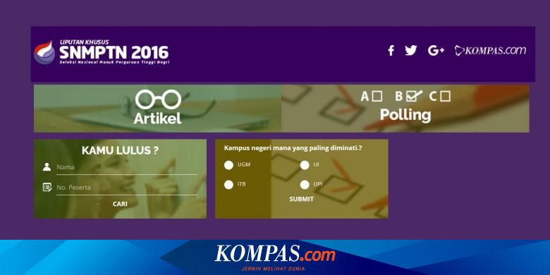 Cek Sekarang Hasil Snmptn 2016 Di Kompas Com