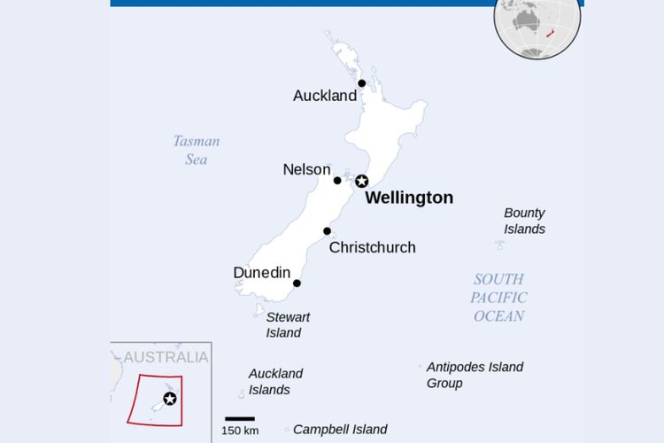 Peta wilayah Selandia Baru 