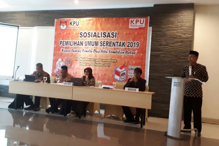Sosialisasi Pemilihan Umum Serentak 2019 di Hotel The Wujil Ungaran yang digelar KPU Kabupaten Semarang, Rabu (4/10/2017).
