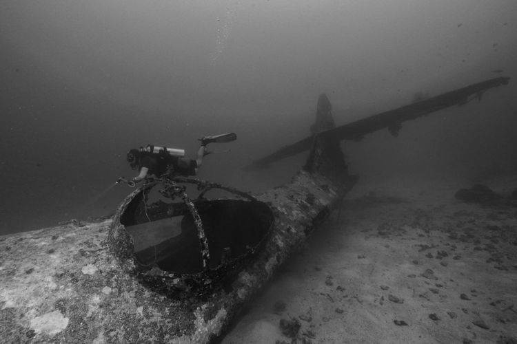 Bangkai pesawat Catalina Wreck di lautan Biak.