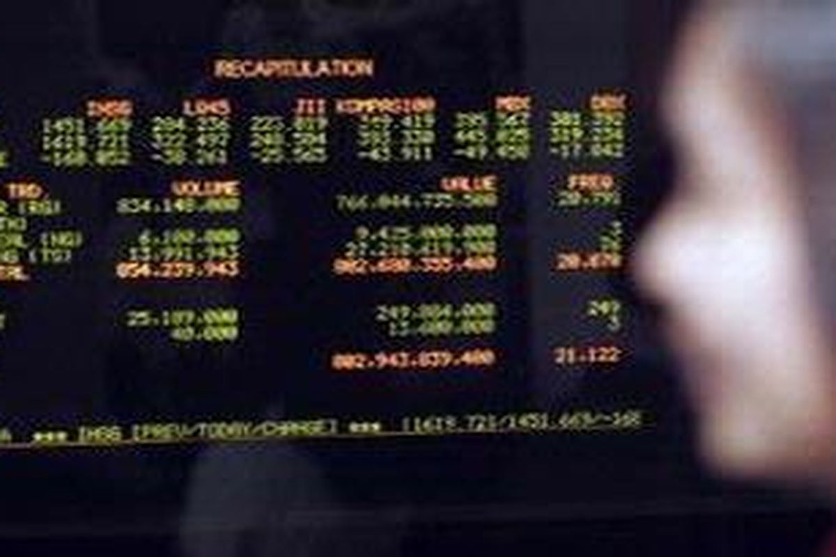 Pengumuman di lantai Bursa Efek Indonesia.