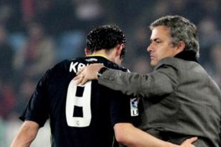 Ricardo Kaka (kiri) bersama Jose Mourinho ketika masih berada di Real Madrid. 