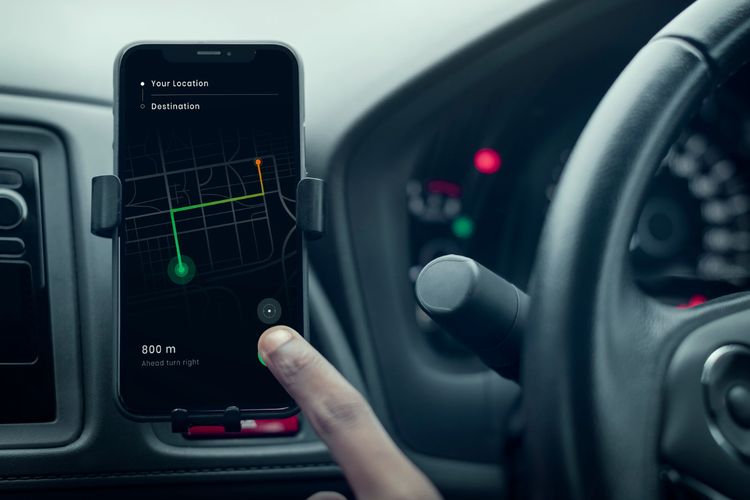 Ilustrasi penggunaan GPS pada mobil.
