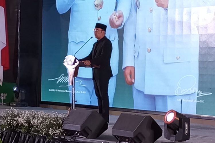 Mantan Gubernur Jawa Barat, Ridwan Kamil pada saat acara Pisah Sambut: Malam Refleksi Kepemimpinan Jabar Juara di Hotel Pullman, Kota Bandung, Selasa (5/9/2023) malam.