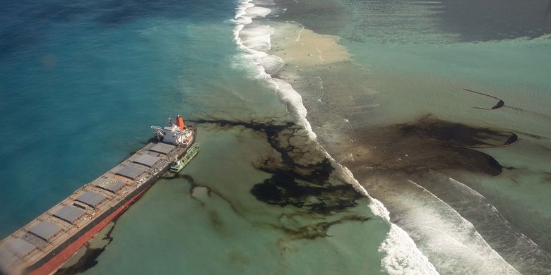 Bencana Minyak Tumpah Mauritius Hewan Laut Mulai Mati Halaman All Kompas Com