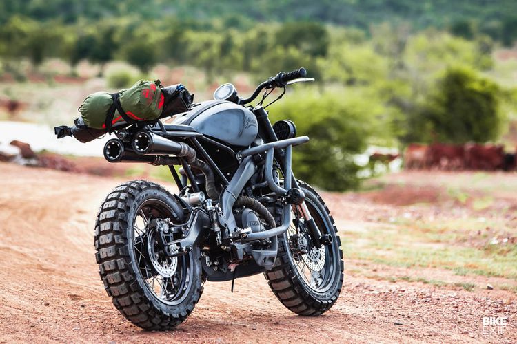 Motor custom Yamaha XSR155 bergaya scrambler garapan K-Speed