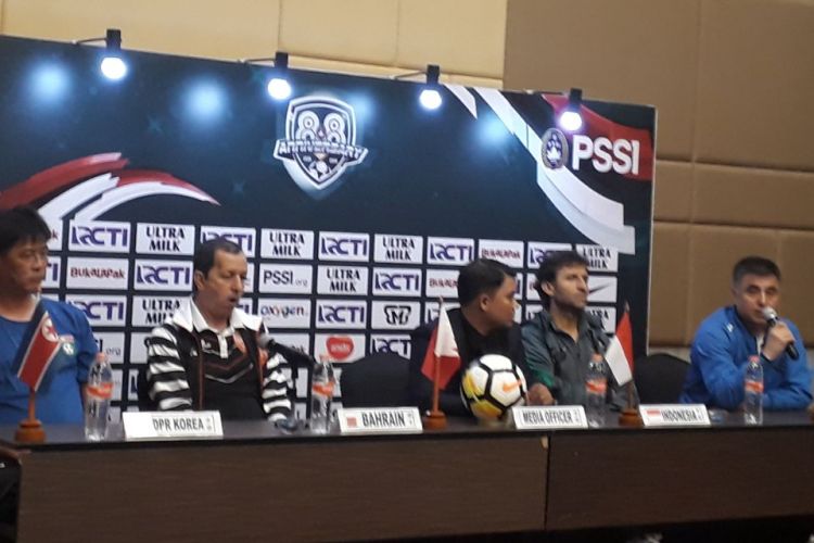 Sesi jumpa pers menjelang bergulirnya PSSI Anniversary Cup 2018.