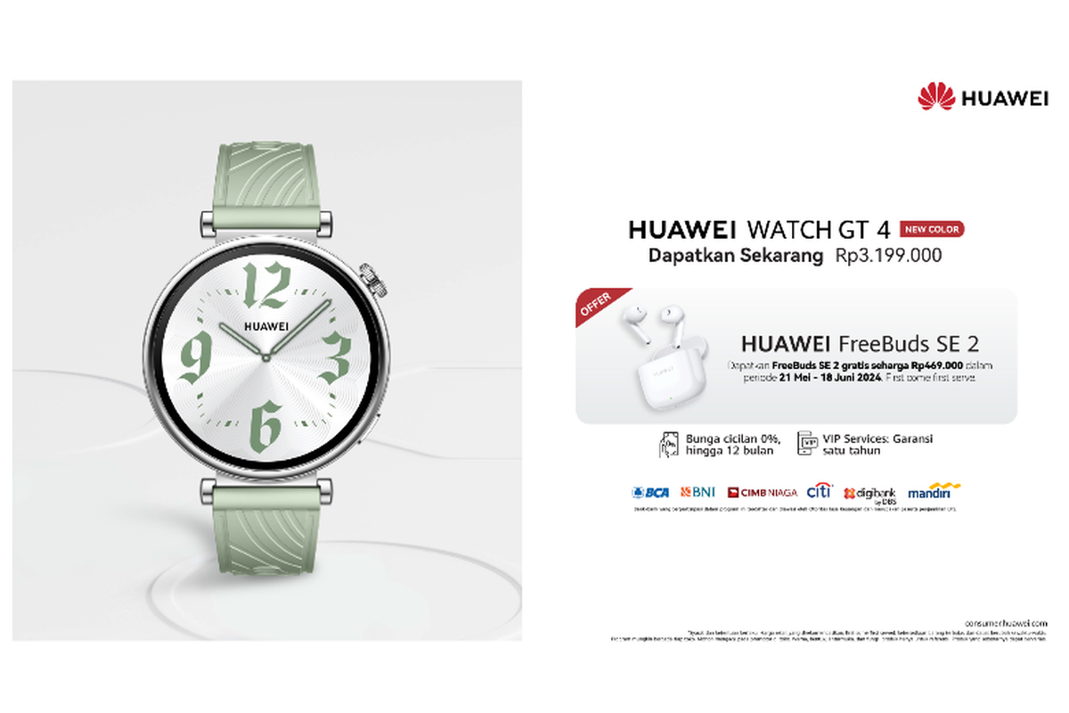 HUAWEI WATCH GT 4 41mm Green Fluoroelastomer Strap.