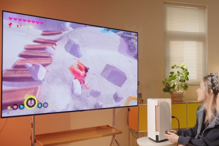 Xiao Ningzi memainkan game Switch 2 Donkey Kong Bananza di konsol gabungan PS5, Xbox Series X, dan Switch 2.