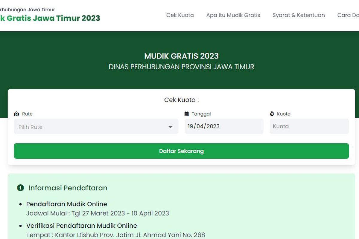 mudik gratis jatim 2023