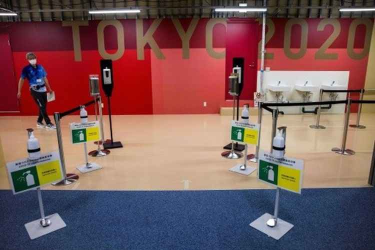 Wastafel dan hand sanitizer di Olimpiade Tokyo. 
