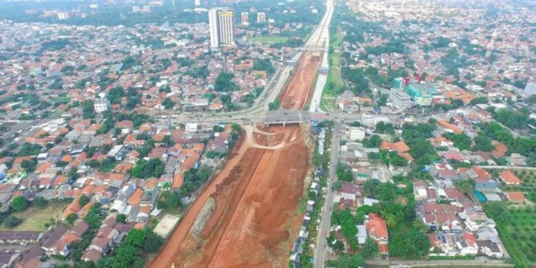 Progres pembangunan Jalan Tol Cijago Seksi 3 Limo-Kukusan