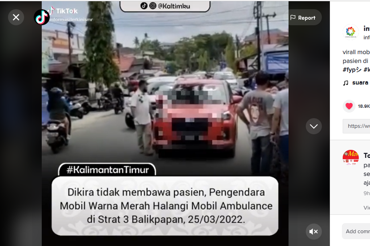 Laju ambulans dihalangi pengemudi mobil berwarna merah