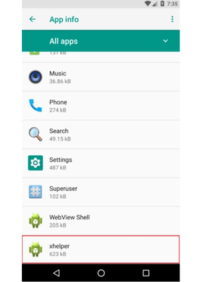 Penampakan aplikasi malware xhelper di ponsel Android.