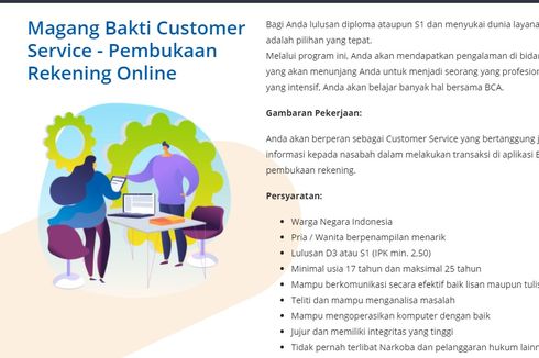 BCA Buka Lowongan Kerja Magang Lulusan D3 dan S1 Selama 1 Tahun