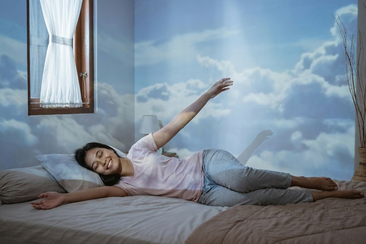 Ilustrasi mimpi terbang.