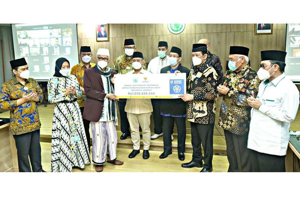 Baznas salurkan bantuan sebesar Rp 1.036.686.544 untuk pembangunan RS Indonesia di Hebron, Palestina, Selasa, (4/5/2021). 