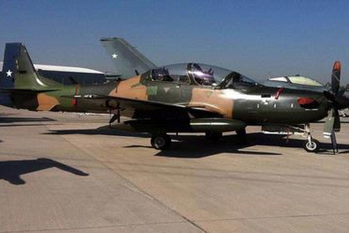 Pesawat tempur ringan AT-29 Super Tucano milik Angkatan Udara Cile.   