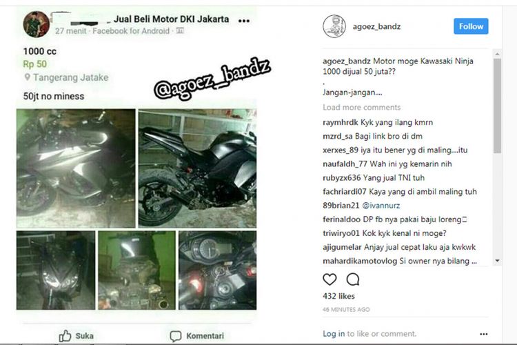 Viral Moge Kawasaki Digondol Maling di Indonesia