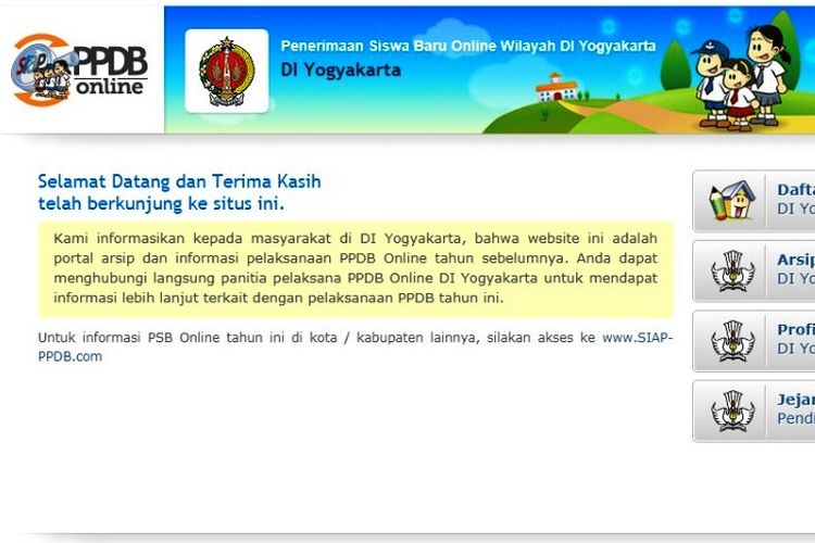 Penerimaan Peserta Didik Baru (PPDB) 2021 di Daerah Istimewa Yogyakarta.