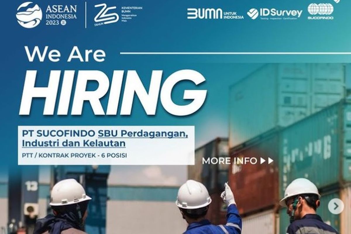 PT Superintending Company of Indonesia atau yang dikenal Sucofindo membuka lowongan kerja untuk lulusan D3 hingga S1