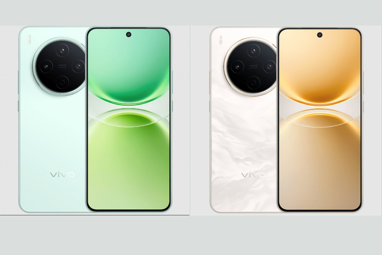 Vivo Y500 Pro varian warna Light Green (kiri) dan Auspicious Cloud (kanan). 