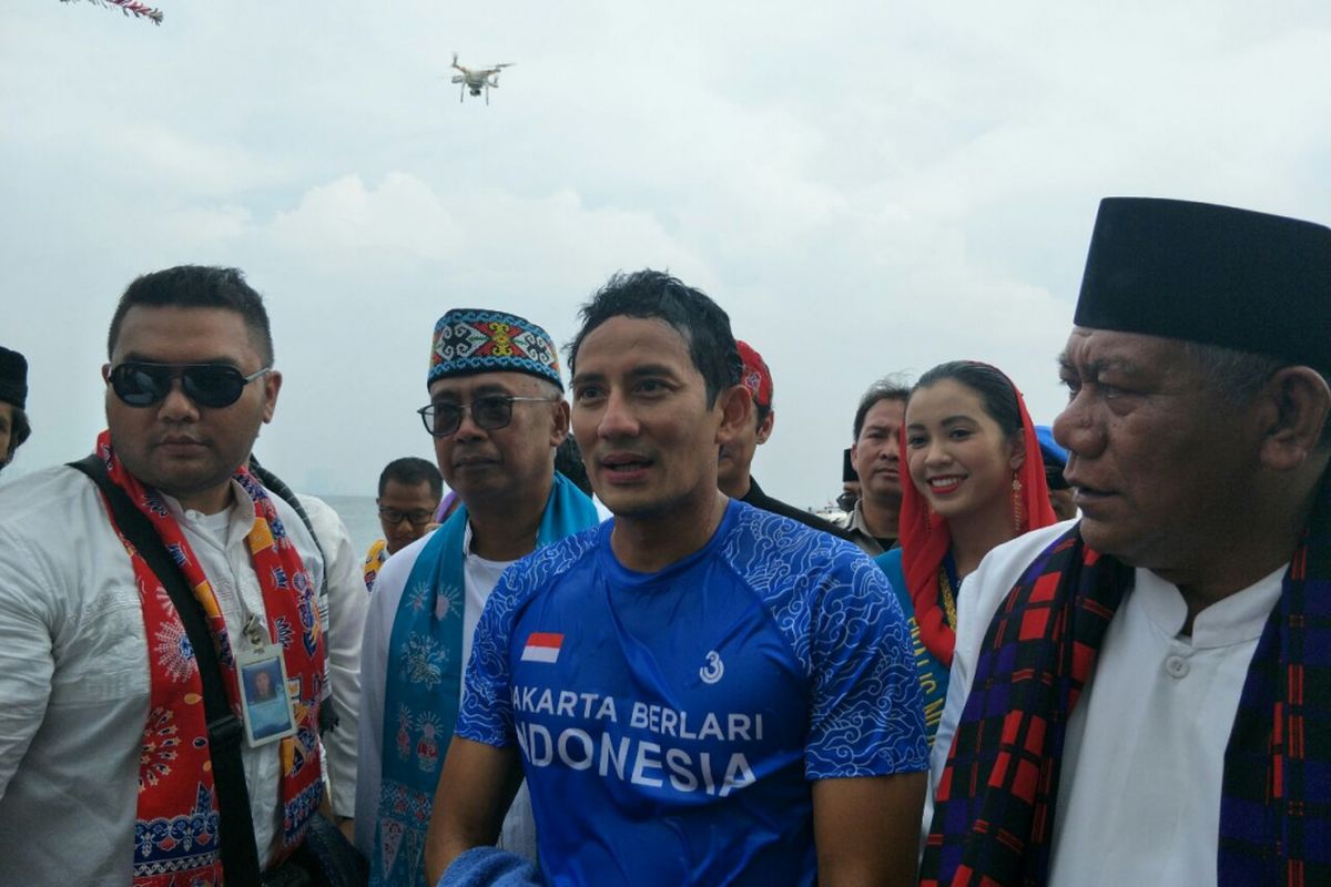 Wakil Gubernur DKI Jakarta Sandiaga Uno ketika berada di Pulau Bidadari, Sabtu (21/4/2018). 