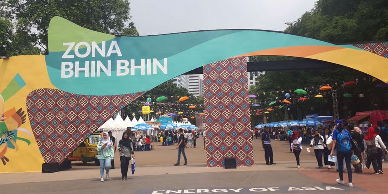 Zona Bhin Bhin berada diantara Pintu 5 dan Pintu, GBK atau tepatnya di depan Asian Games Official Merchandise Super Store. Foto diambil Jumat (24/8/2018).