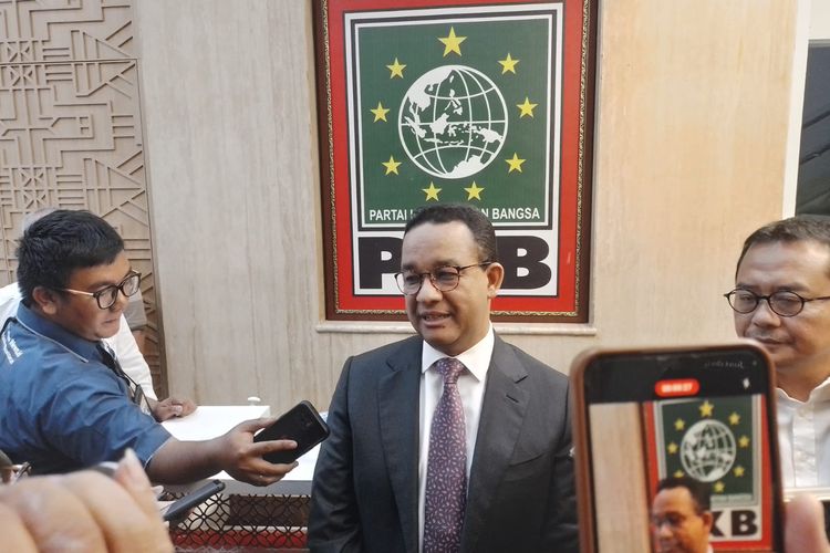 Capres nomor urut 1 Anies Baswedan di Kantor DPP PKB, Senen, Jakarta, Senin (22/4/2024). 