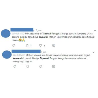 Tangkapan layar mengenai isu tsunami di Tapanuli Tengah