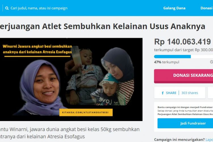 Achmad Faris Taufik putra dari jawara dunia tlet angkat besi yang mengidap kelainan Asteria Esophagus.