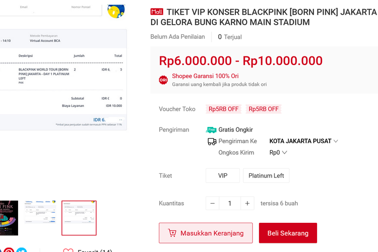Tiket konser Blackpink di Jakarta dijual ulang di e-commerce dan media sosial dengan harga fantastis