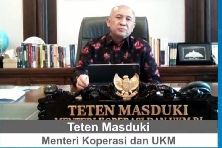 Tangkapan layar Menteri Koperasi Usaha Mikro, Kecil, dan Menengah (UMKM) Teten Masduki dalam diskusi virtual FMB9, Kamis (2/9/2021). Diskusi bertajuk PON Gerakkan UMKM dan Wisata Papua.
