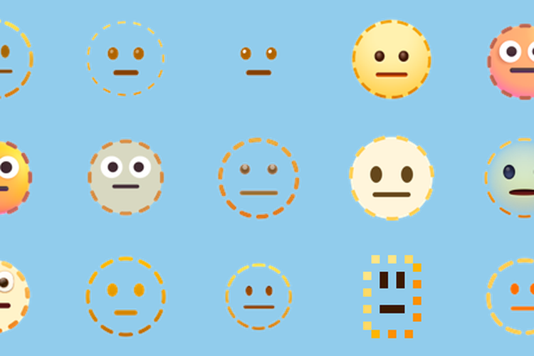 emoji wajah garis putus putus